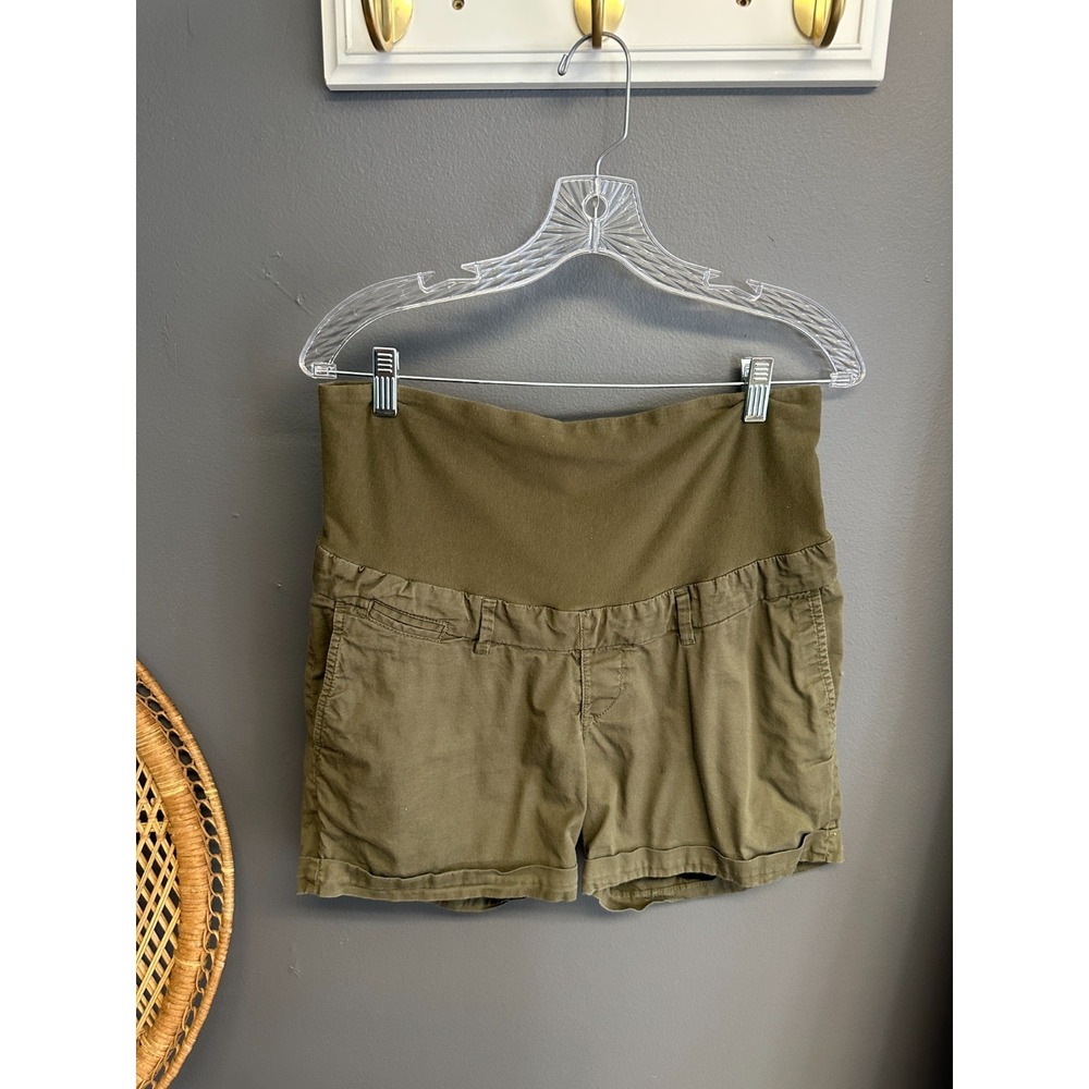 H&M Mama Womens Maternity Size 12 Shorts Green Casual Cargo Comfy Summer
